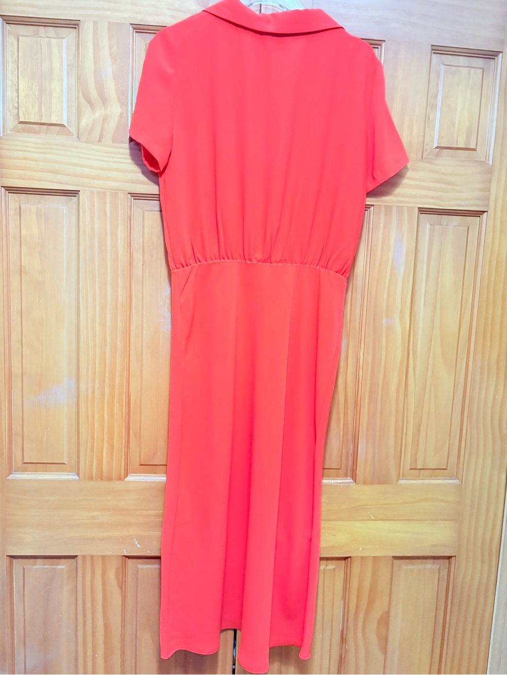 Amanda Uprichard Reya Orange Red Collared Short Sleeve Midi Dress Size XL NWT - Picture 4 of 13